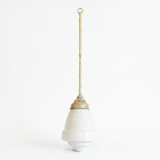 VINTAGE MILK GLASS SCHOOLHOUSE PENDANT LIGHT