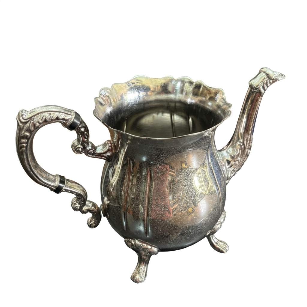 VINTAGE SILVER COATED BRASS JUG 7