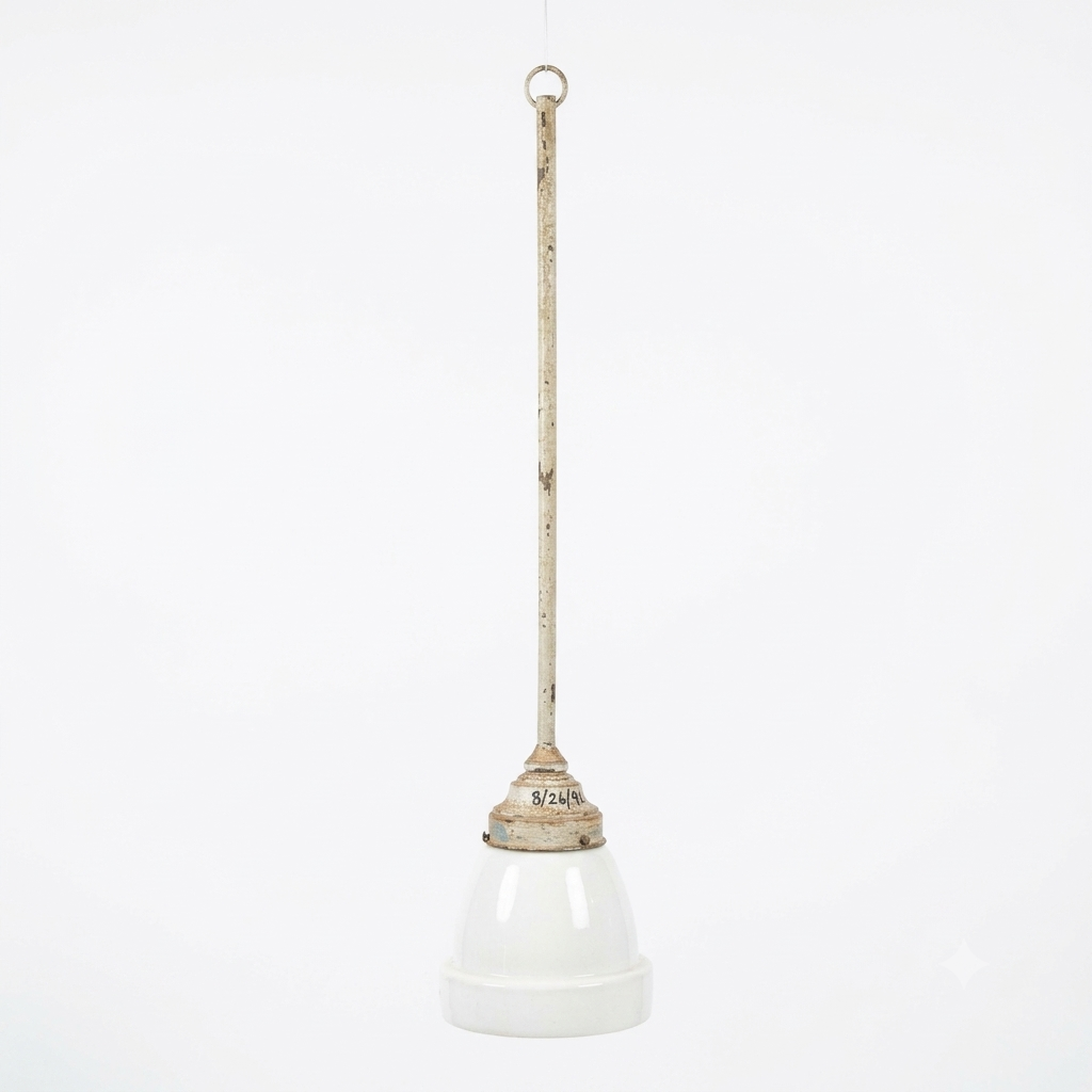 VINTAGE MILK GLASS SCHOOLHOUSE PENDANT LIGHT