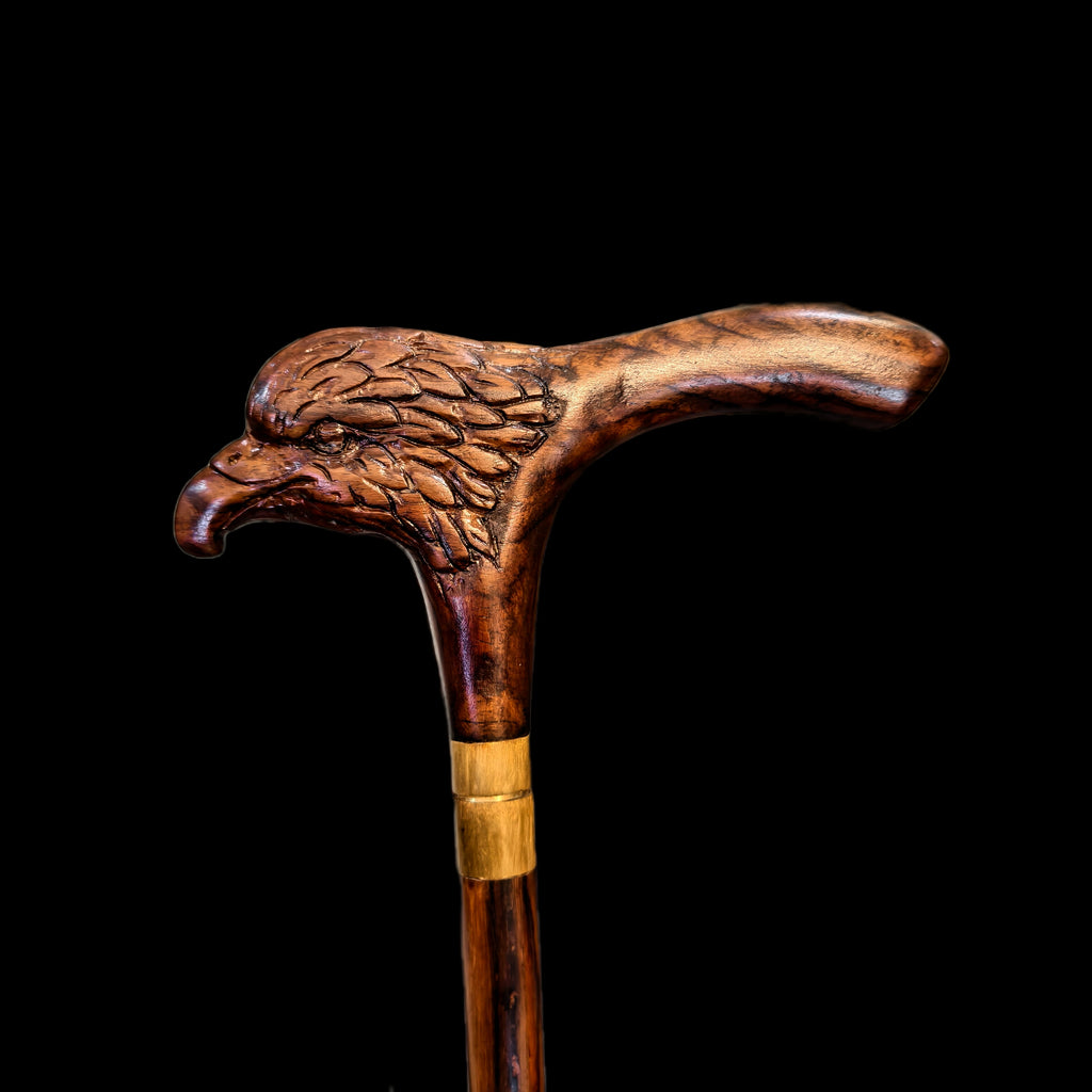 ROSEWOOD EAGLE HEAD WALKING STICK WITH KNIFE
