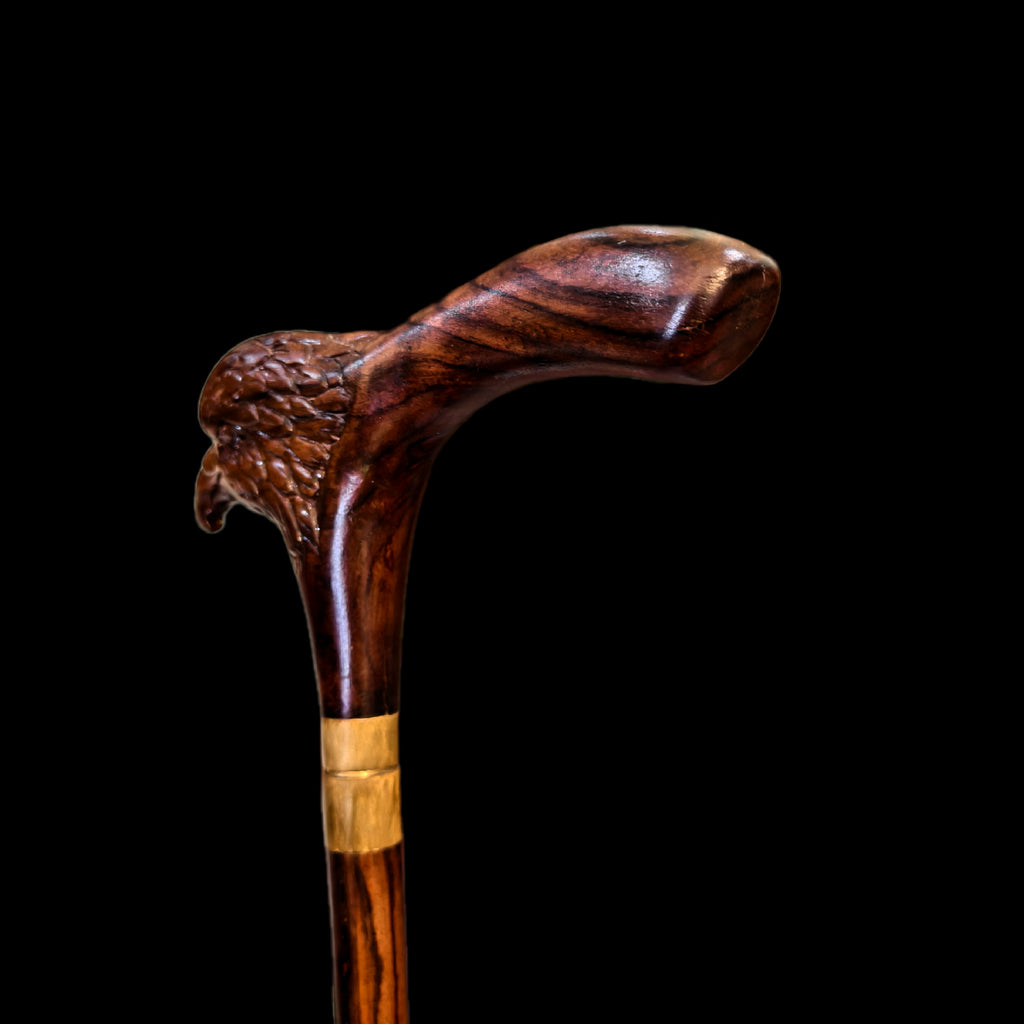 ROSEWOOD EAGLE HEAD WALKING STICK WITH KNIFE