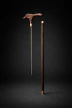 ROSEWOOD EAGLE HEAD WALKING STICK WITH KNIFE
