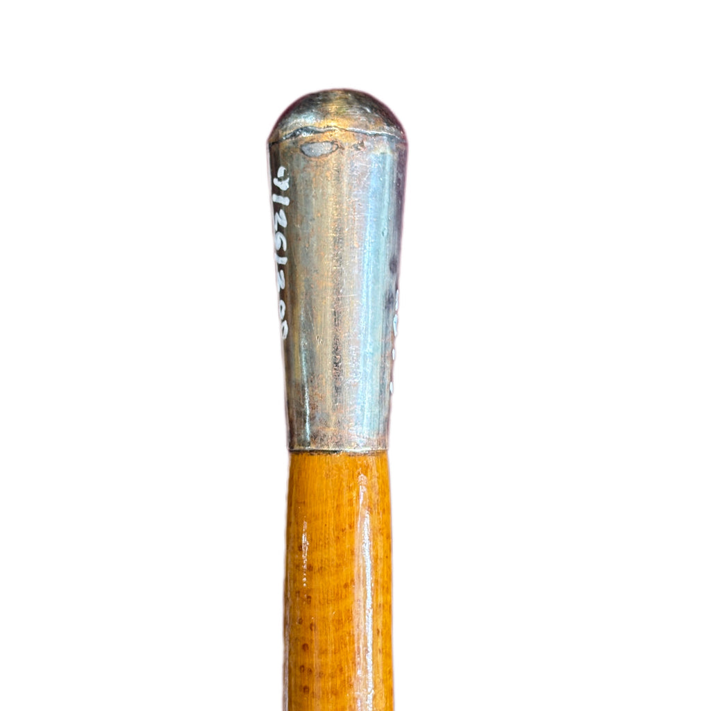 SILVER COATED BRASS HANDLE CANE WALKING STICK