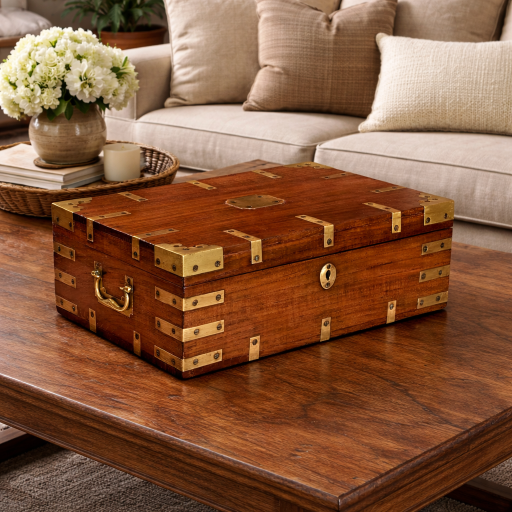 CASH BOX (TEAKWOOD & BRASS)
