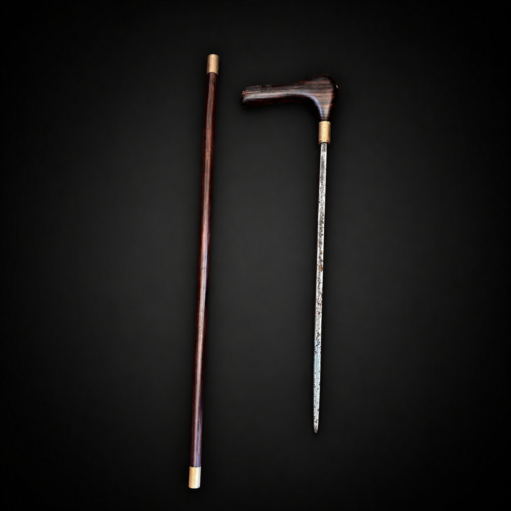SMOKING PIPE AND KNIFE WALKING STICK