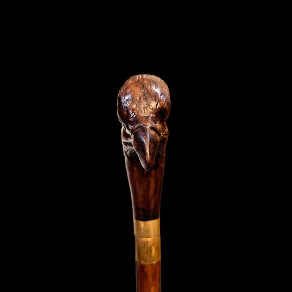 ROSEWOOD EAGLE HEAD WALKING STICK WITH KNIFE