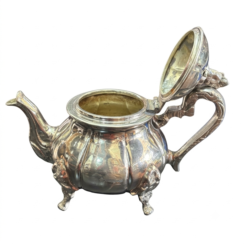 VINTAGE SILVER COATED BRASS JUG 6