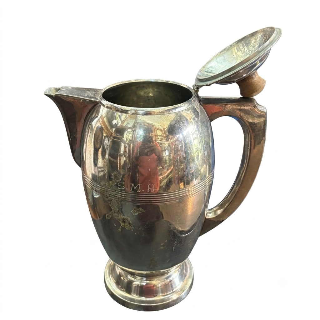 VINTAGE SILVER COATED BRASS JUG 9