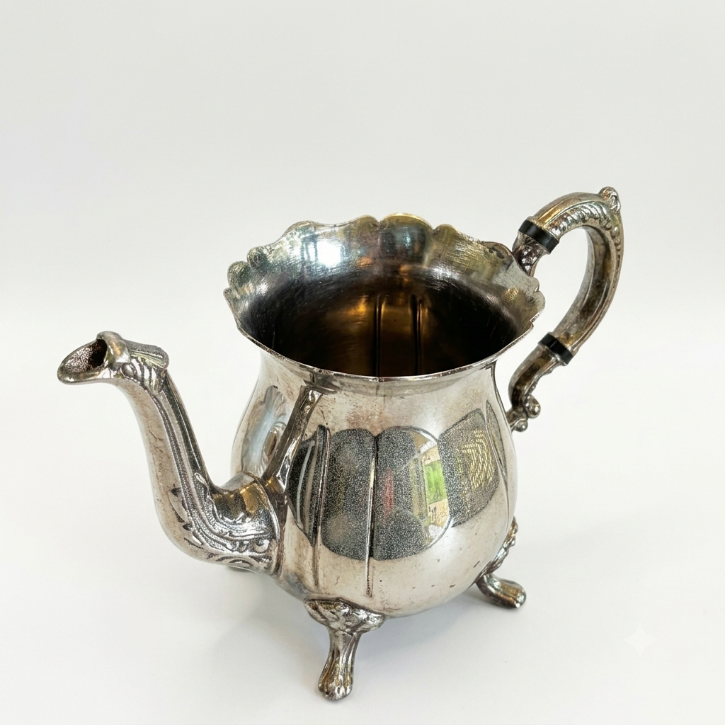 VINTAGE SILVER COATED BRASS JUG 7