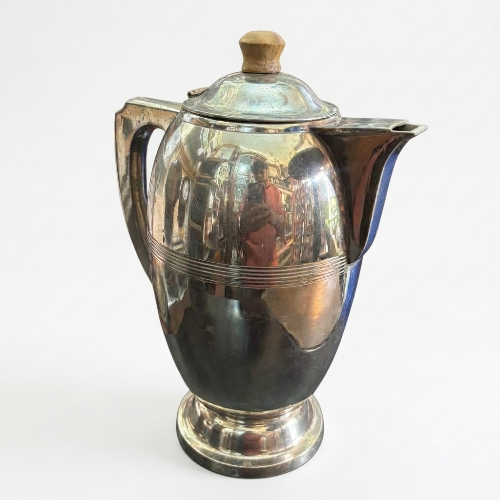 VINTAGE SILVER COATED BRASS JUG 9
