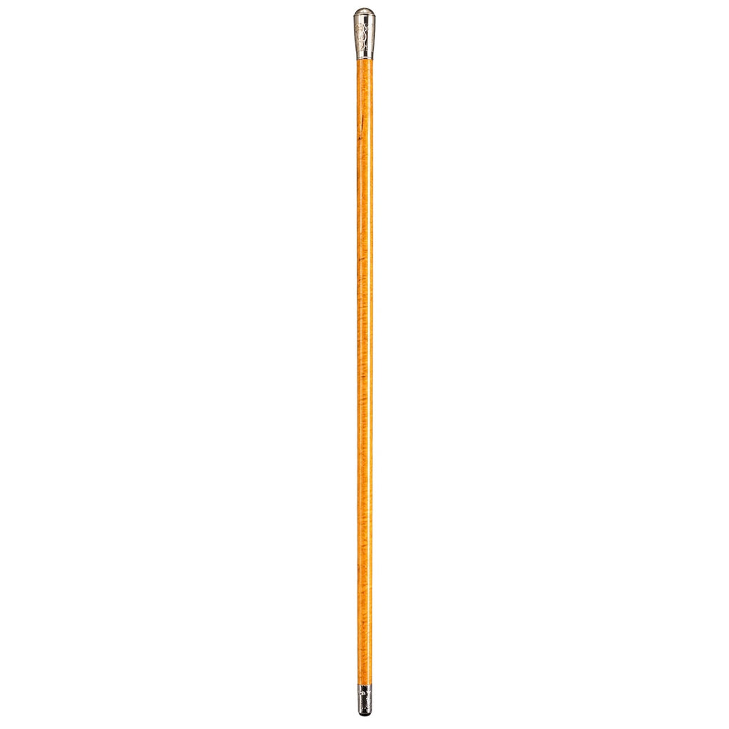 SILVER COATED BRASS HANDLE CANE WALKING STICK