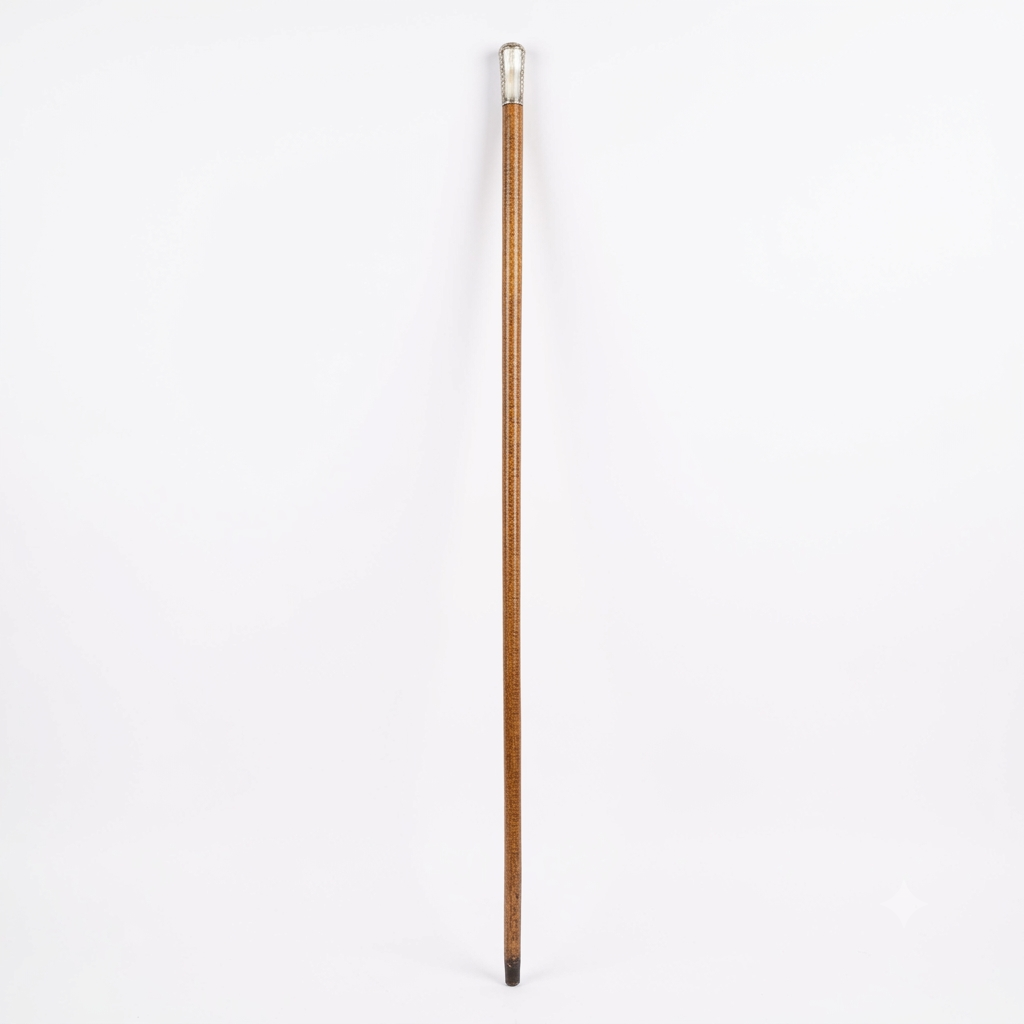 SILVER COATED BRASS HANDLE CANE WALKING STICK