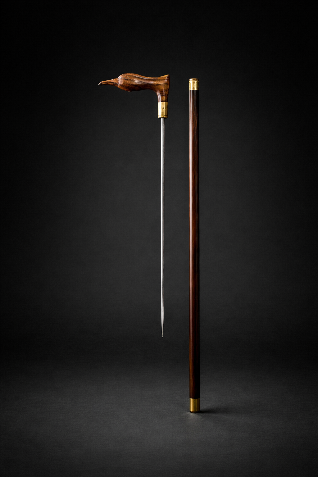 BIRD HEAD WALKING STICK WITH KNIFE