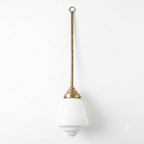 VINTAGE MILK GLASS SCHOOLHOUSE PENDANT LIGHT