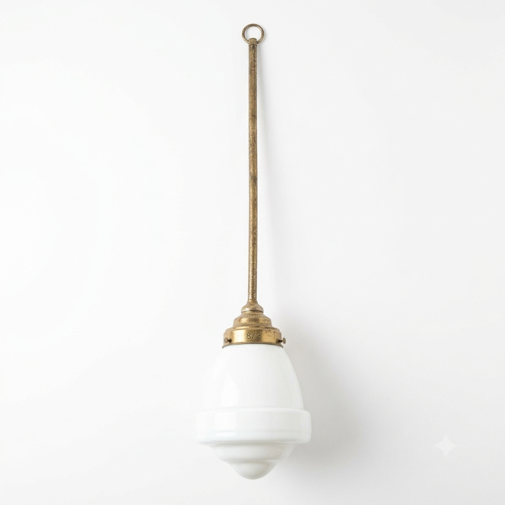 VINTAGE MILK GLASS SCHOOLHOUSE PENDANT LIGHT