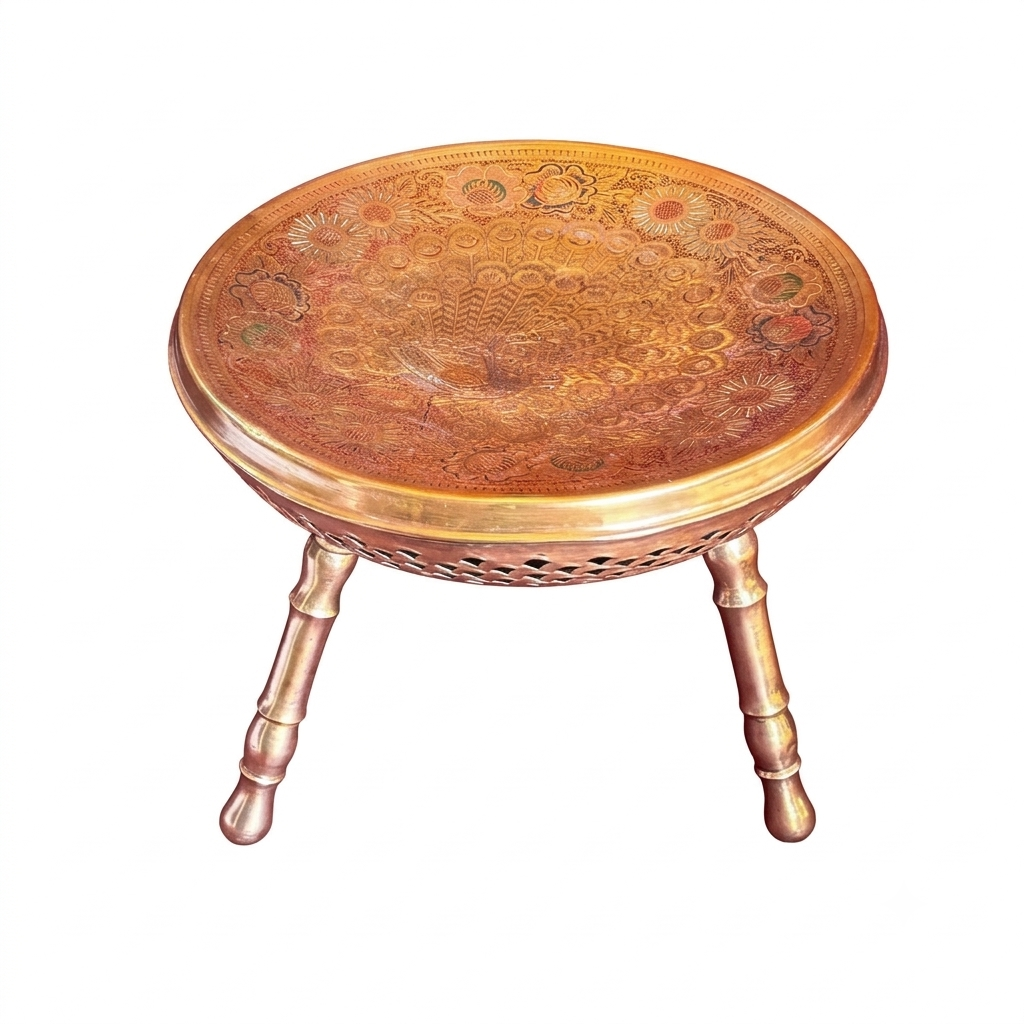 VINTAGE MIDDLE EASTERN ETCHED BRASS FOOT WARMER